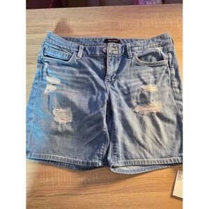 White House Black Market Girlfriend Denim Shorts Distressed Blue Size 6
